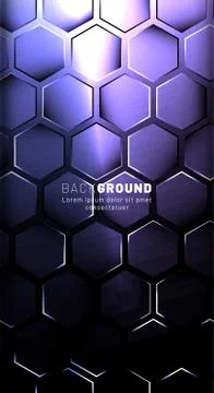 Vertical hexagon background. Gradient color light pattern with dark backgroun Illustrazione stock