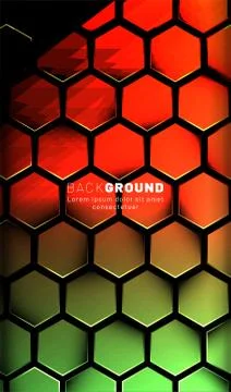 Vertical hexagon background. Gradient color light pattern with dark backgroun Stock Illustration