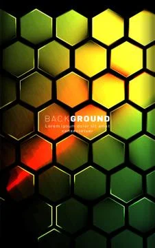 Vertical hexagon background. Gradient color light pattern with dark backgroun Stock Illustration