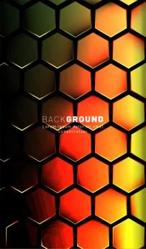 Vertical hexagon background. Gradient color light pattern with dark backgroun Stock Illustration