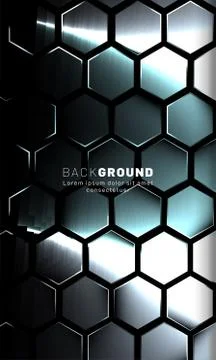 Vertical hexagon background. Gradient color light pattern with dark backgroun Stock Illustration