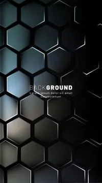 Vertical hexagon background. Gradient color light pattern with dark backgroun Illustrazione stock
