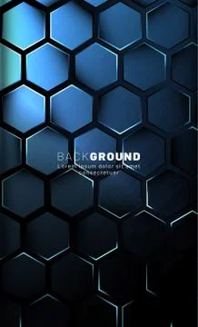 Vertical hexagon background. Gradient color light pattern with dark backgroun 스톡 일러스트