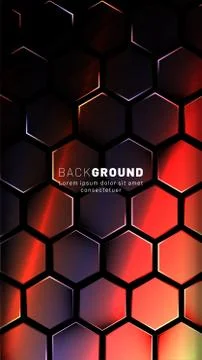 Vertical hexagon background. Gradient color light pattern with dark backgroun Illustrazione stock