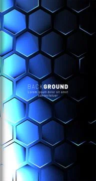 Vertical hexagon background. Gradient color light pattern with dark backgroun イラスト素材