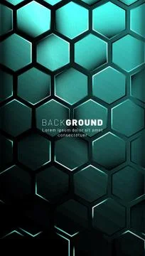 Vertical hexagon background. Gradient color light pattern with dark backgroun Stock Illustration