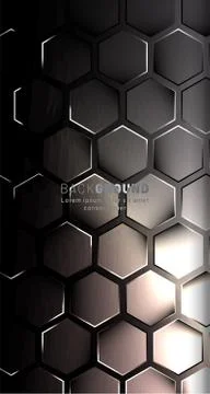 Vertical hexagon background. Gradient color light pattern with dark backgroun Stock Illustration