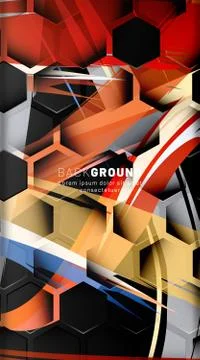 Vertical hexagon background. Gradient color light pattern with dark backgroun Illustrazione stock