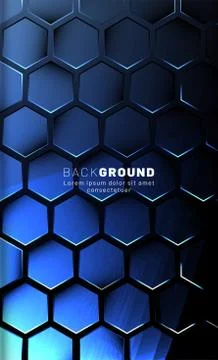 Vertical hexagon background. Gradient color light pattern with dark backgroun 스톡 일러스트