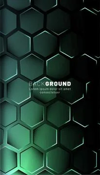 Vertical hexagon background. Gradient color light pattern with dark backgroun Illustrazione stock
