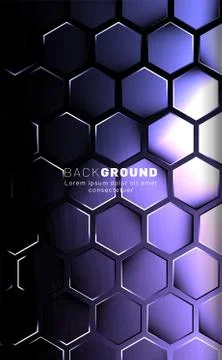 Vertical hexagon background. Gradient color light pattern with dark backgroun 스톡 일러스트