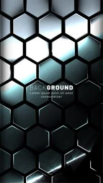 Vertical hexagon background. Gradient color light pattern with dark backgroun Illustrazione stock