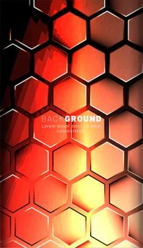 Vertical hexagon background. Gradient color light pattern with dark backgroun Illustrazione stock