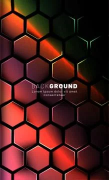 Vertical hexagon background. Gradient color light pattern with dark backgroun 스톡 일러스트