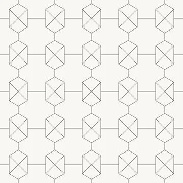 Vertical hexagonal connectors with diagonal crosses seamless pattern in minimal 스톡 일러스트