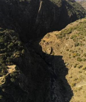 Vertical high angle view of the Pozo de Los Humos canyon in Salamanca, Spain Stock Photos