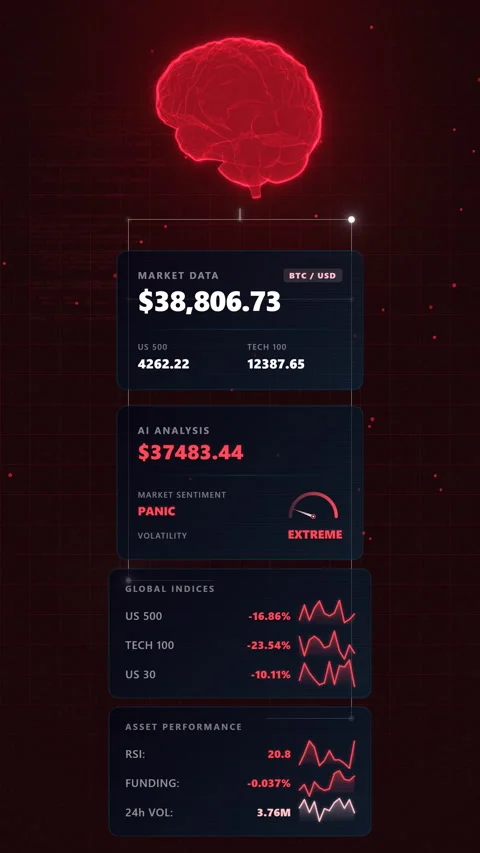 Vertical high-speed sequence tracking a bear market alert, Vertical 9:16 4K Stock Footage 338406578