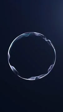 Vertical holographic circle frame with blue and violet flowing waves and ce.. Stock Illustration