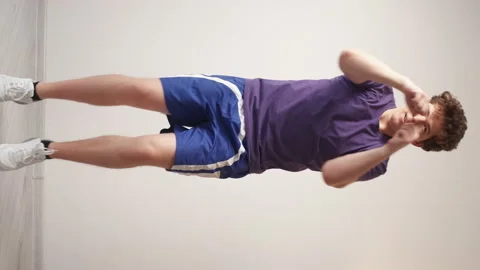 Vertical home box casual man strong body inspired Stock Footage 232476763