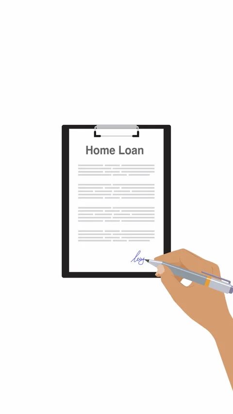 Vertical Home Loan Application Signing Animation with Hand and Pen Stock Footage 336270127