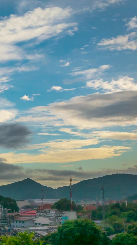 Vertical Horizon Sunset mountain range beautiful landscape Stock Footage 312714007