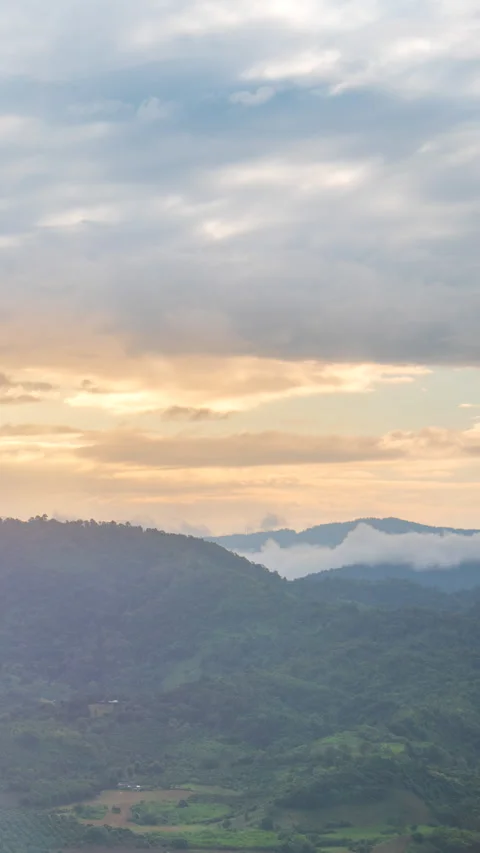 Vertical Horizon Sunset mountain range beautiful landscape Stock Footage 312714063