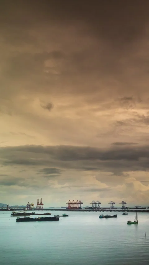 Vertical Horizon Sunset mountain range beautiful landscape Stock Footage 312714067