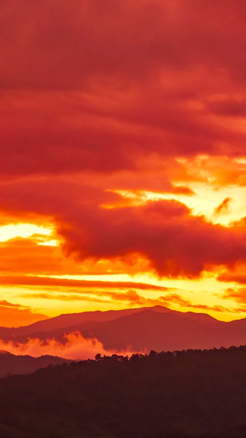 Vertical Horizon Sunset mountain range beautiful landscape Stock Footage 312714137