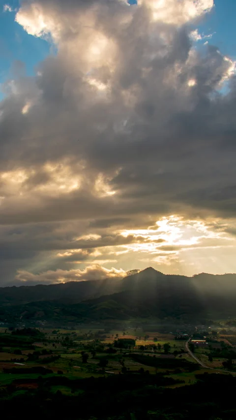 Vertical Horizon Sunset mountain range beautiful landscape Stock Footage 312714139