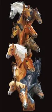 Vertical horses banner Stock Illustration