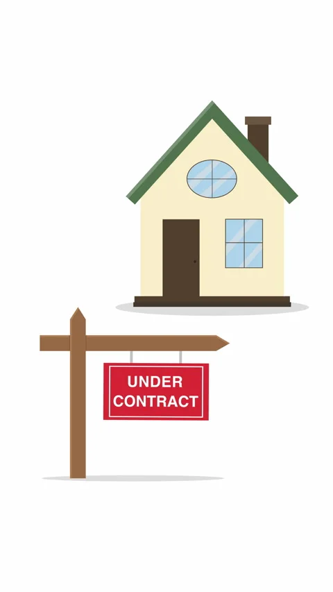Vertical House with Under Contract Sign. Real Estate Property Animation Stock Footage 337840825