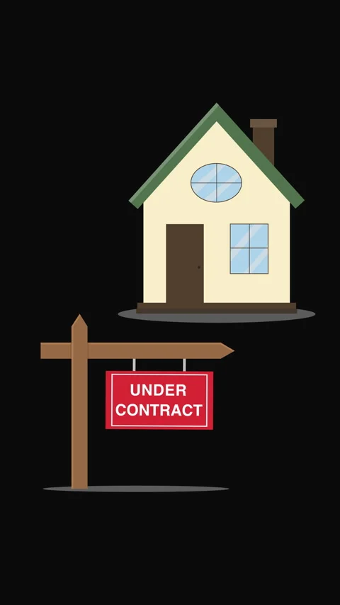 Vertical House with Under Contract Sign. Real Estate Property Animation Stock Footage 337840826