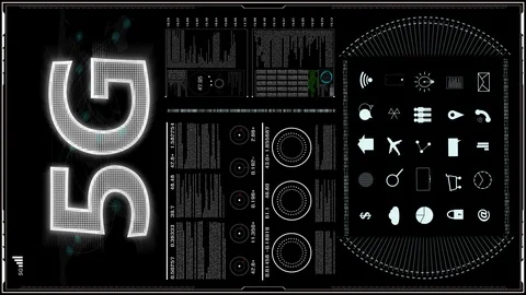 Vertical of HUD The 5G  technology digital data cyber technology background. Stock Footage 113384388