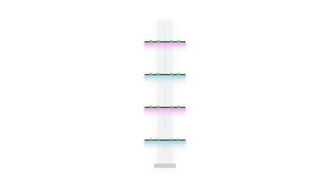 Vertical Hydroponic Growing Tower with Leafy Greens and Magenta Blue LED Gr.. Видео 346130062