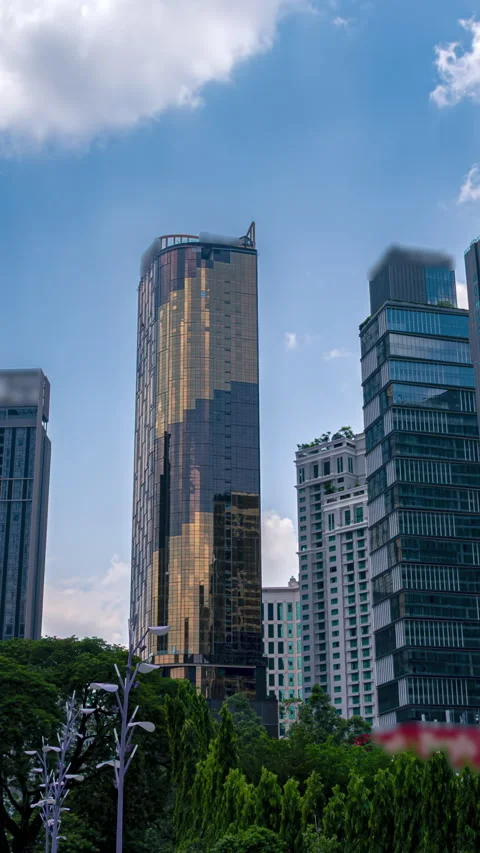 Vertical hyperlapse showing Kuala Lumpur's modern city skyline Stock Footage 344367580