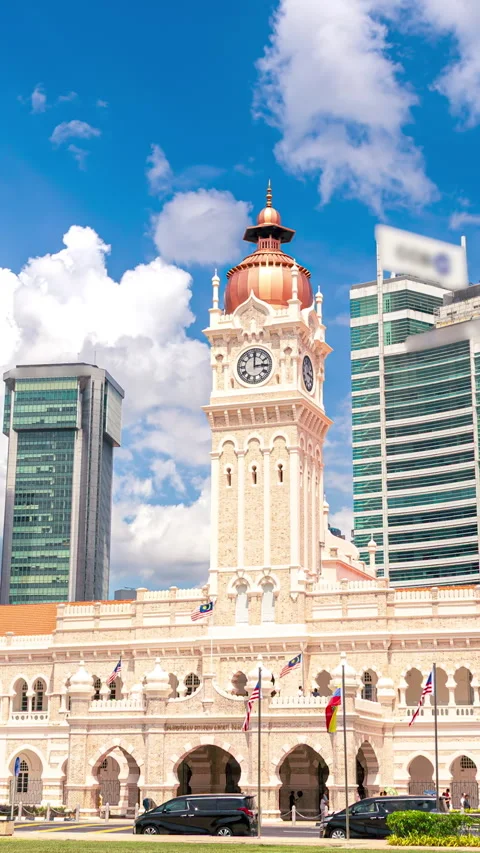 Vertical Hyperlapse of Sultan Abdul Samad Building in Kuala Lumpur Stock Footage 344368482