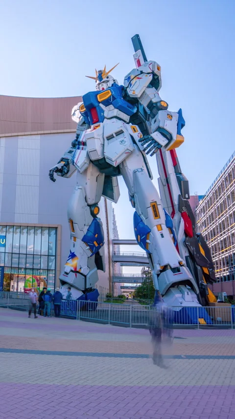 Vertical hyperlapse video of Gundam statue in LaLaport at Fukuoka Stock Footage 265360573
