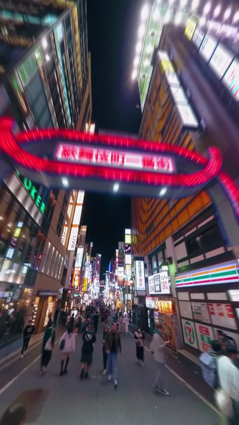 Vertical hyperlapse video of Kabukicho in Tokyo Stock Footage 261960204