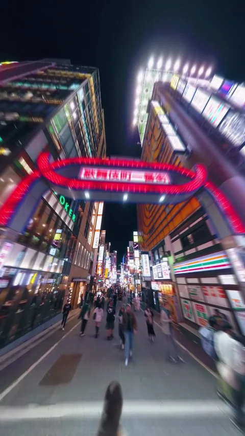 Vertical hyperlapse video of Kabukicho in Tokyo Stock Footage 263801475