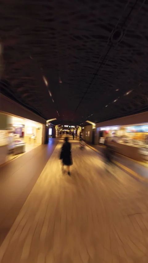 Vertical hyperlapse video of Tenjin Underground Mall in Fukuoka Stock Footage 265114490