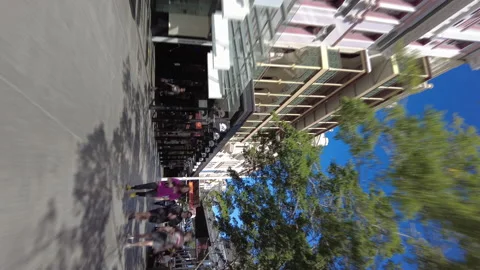 Vertical hyperlapse video of walking around Queen Street Mall in Brisbane CBD Stock Footage 205585859