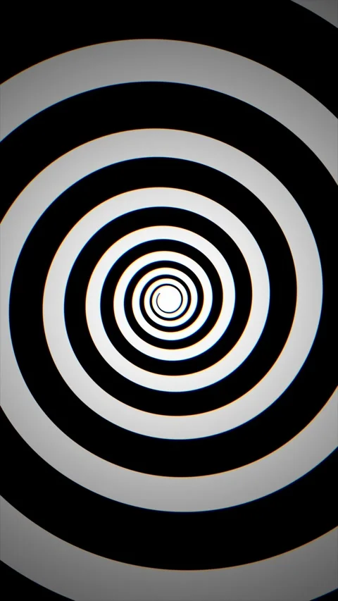 Vertical Hypnotic Black White Spiral Optical Illusion 4K Loop Video stock 333753642