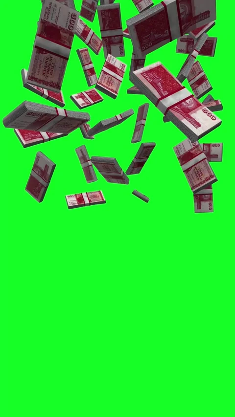 Vertical Icelandic Krona Banknotes Falling Animation on Green Screen Stock-Footage 284271392