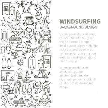 Vertical icons windsurfing Stock Illustration