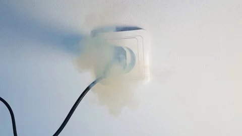 Vertical Ignition of outlet during short circuit. Concept fire appliances 스톡 동영상 125368944