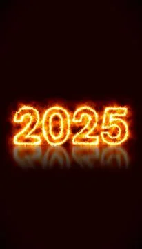 Vertical illustration of an abstract fire with the year 2025. Stock Illustration