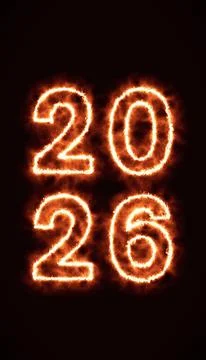 Vertical illustration of an abstract fire with the year 2026. Stock Illustration
