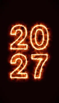 Vertical illustration of an abstract fire with the year 2027. Stock Illustration