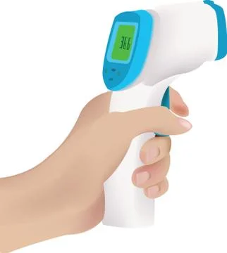 Vertical illustration of a digital thermometer isolated on a white background Ilustração Stock