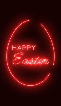 Vertical illustration of an Easter greeting card in neon red. Stock Illustration